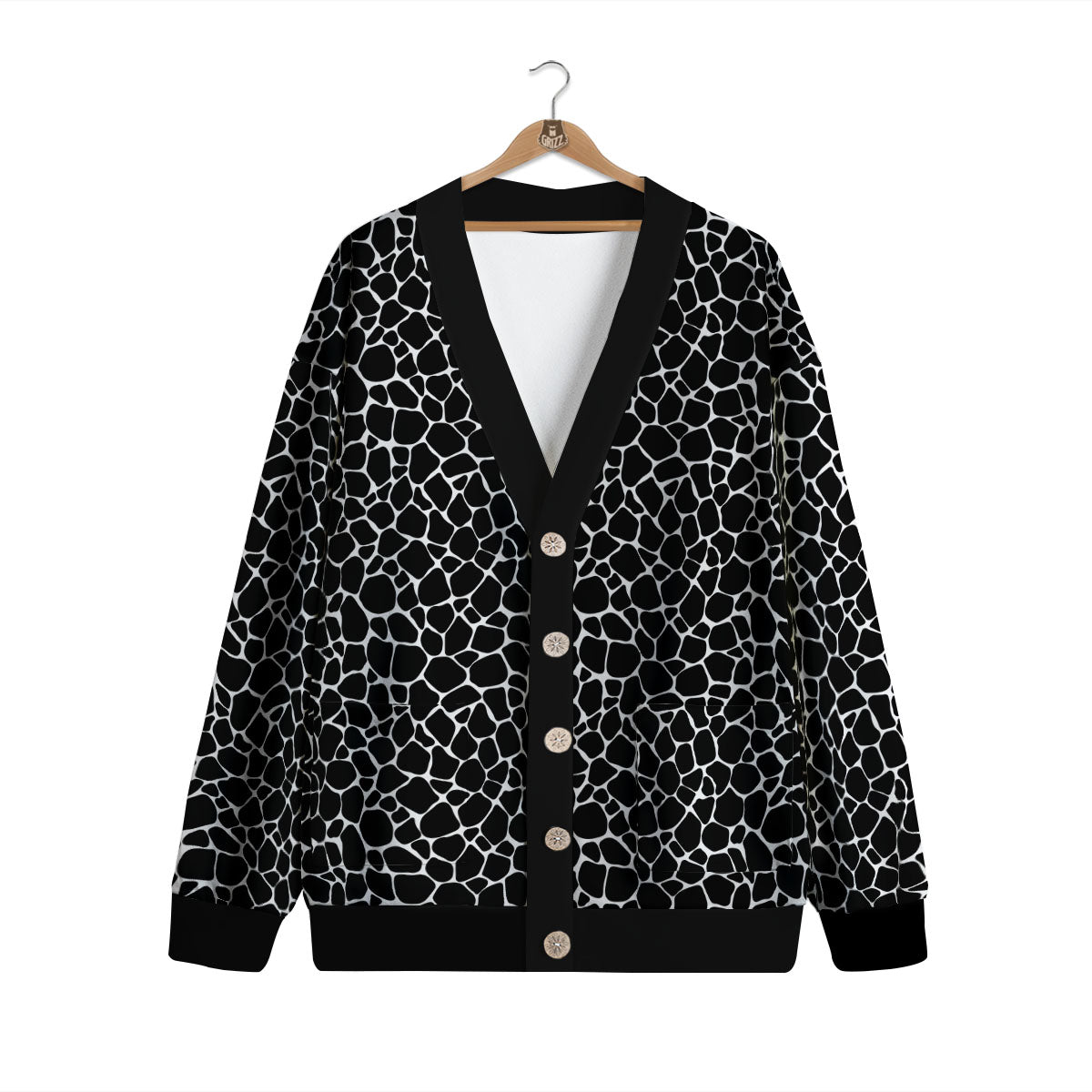 Giraffe Black Tropical Print Pattern Cardigan-grizzshop