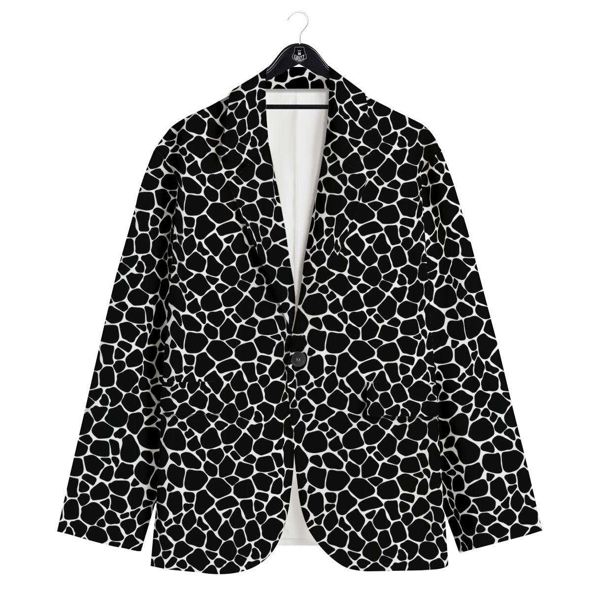 Giraffe Black Tropical Print Pattern Men's Sport Coat-grizzshop