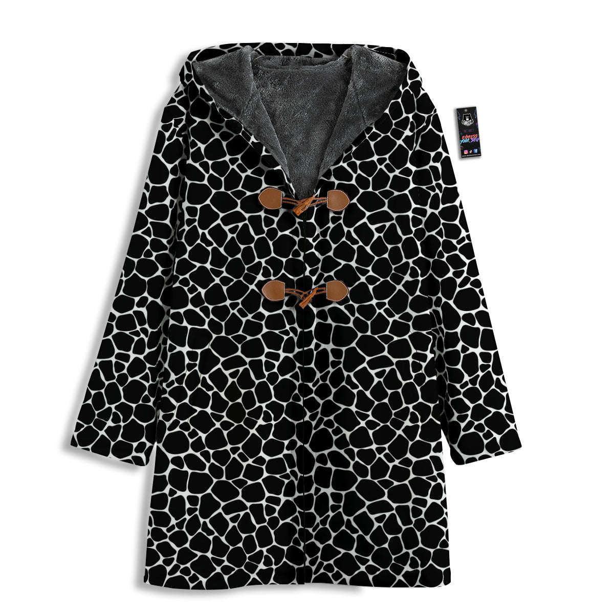 Giraffe Black Tropical Print Pattern Men's Windbreaker Jacket-grizzshop