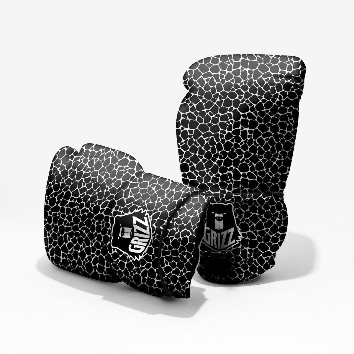 Giraffe Black Tropical Print Pattern Pro Boxing Glove