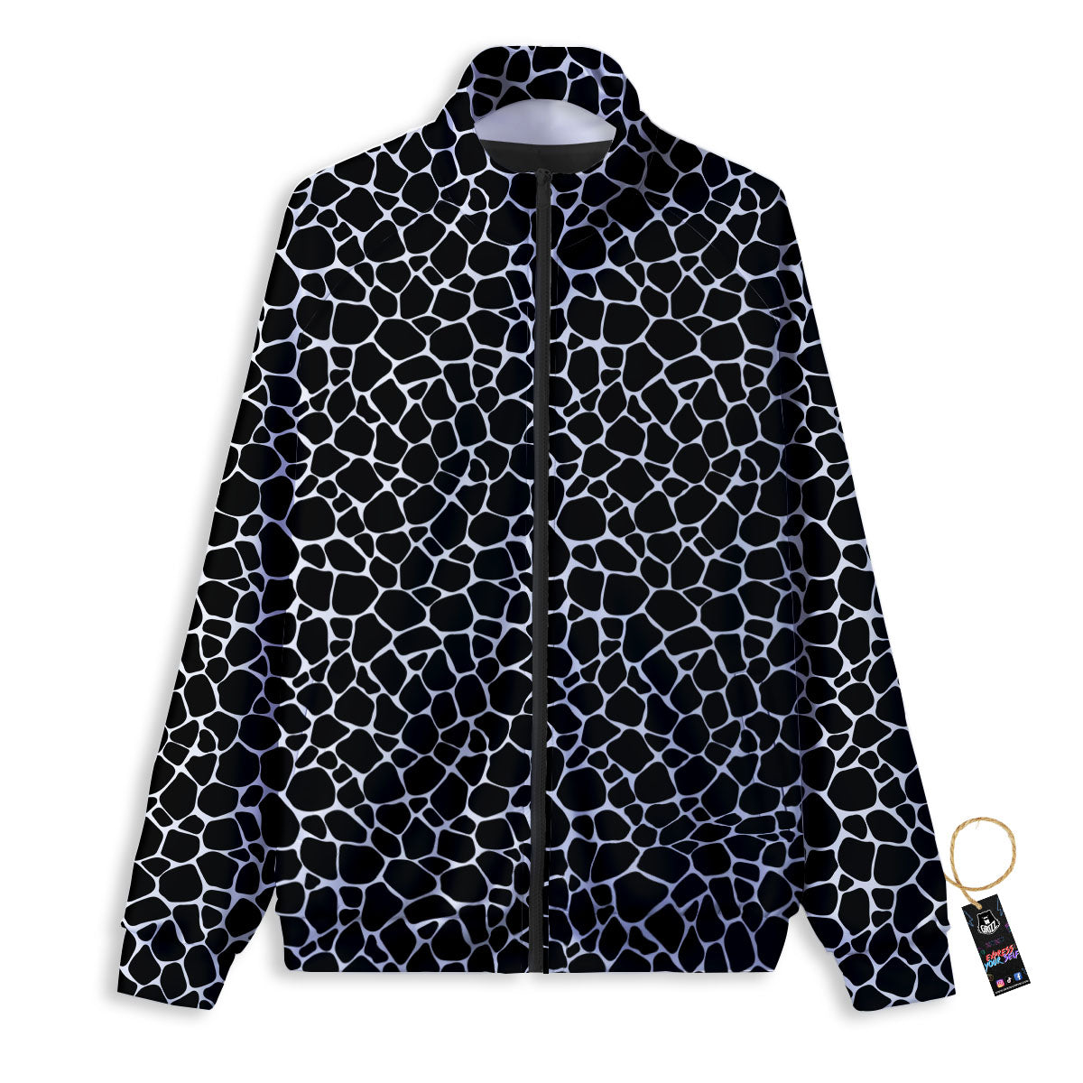 Giraffe Black Tropical Print Pattern Track Jacket-grizzshop