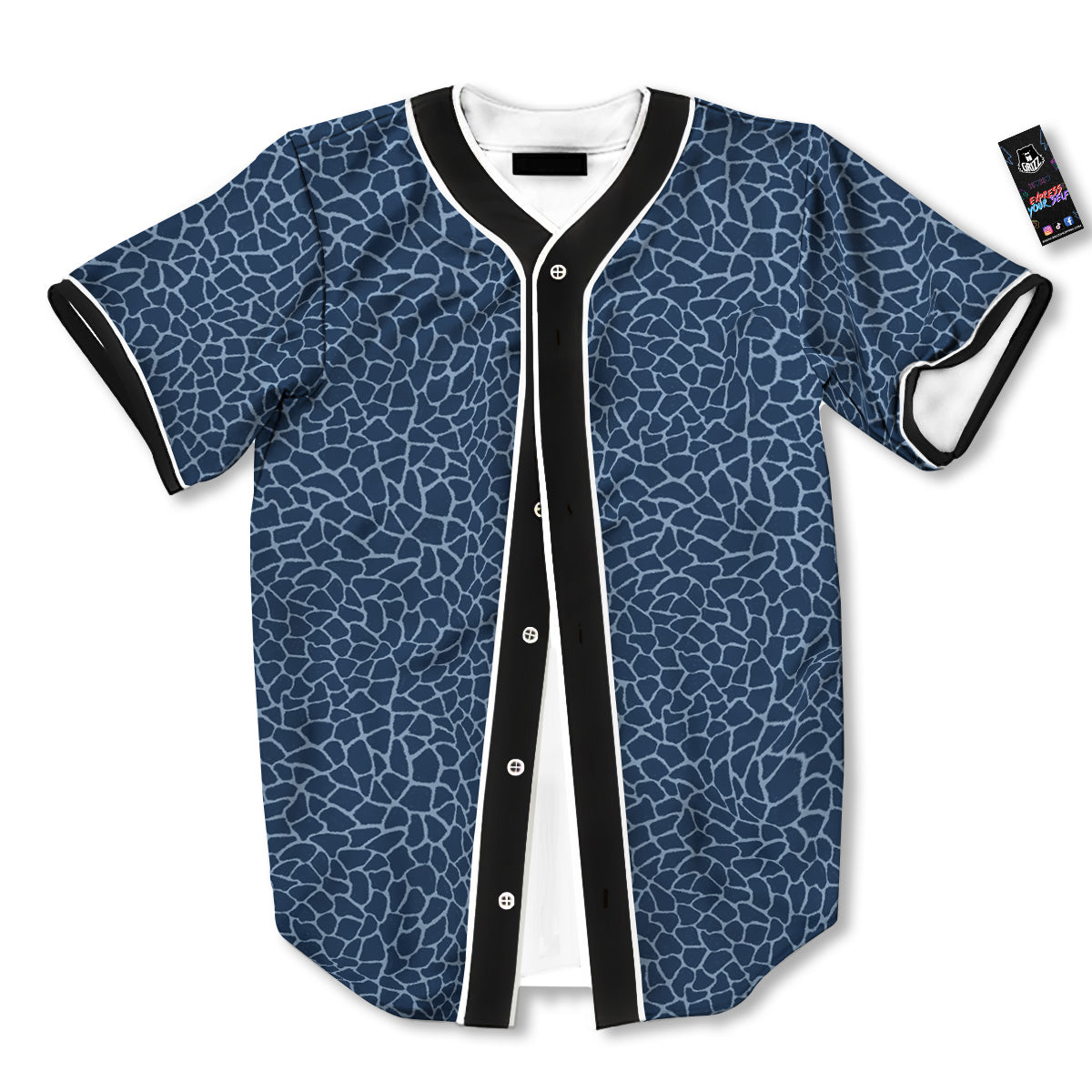 Giraffe Blue Print Baseball Jersey-grizzshop