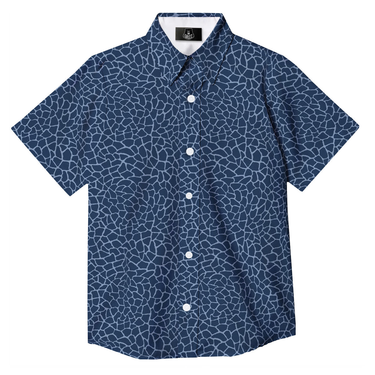 Giraffe Blue Print Button Up Shirt-grizzshop