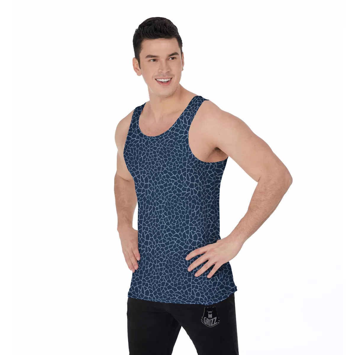 Giraffe Blue Print Men's Tank Top-grizzshop