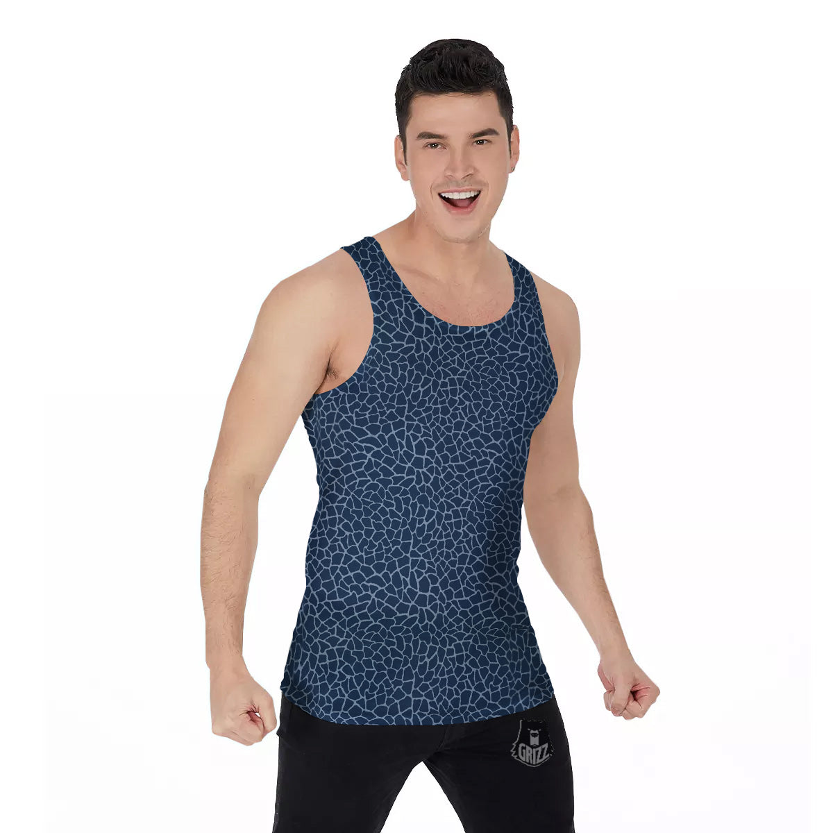 Giraffe Blue Print Men's Tank Top-grizzshop