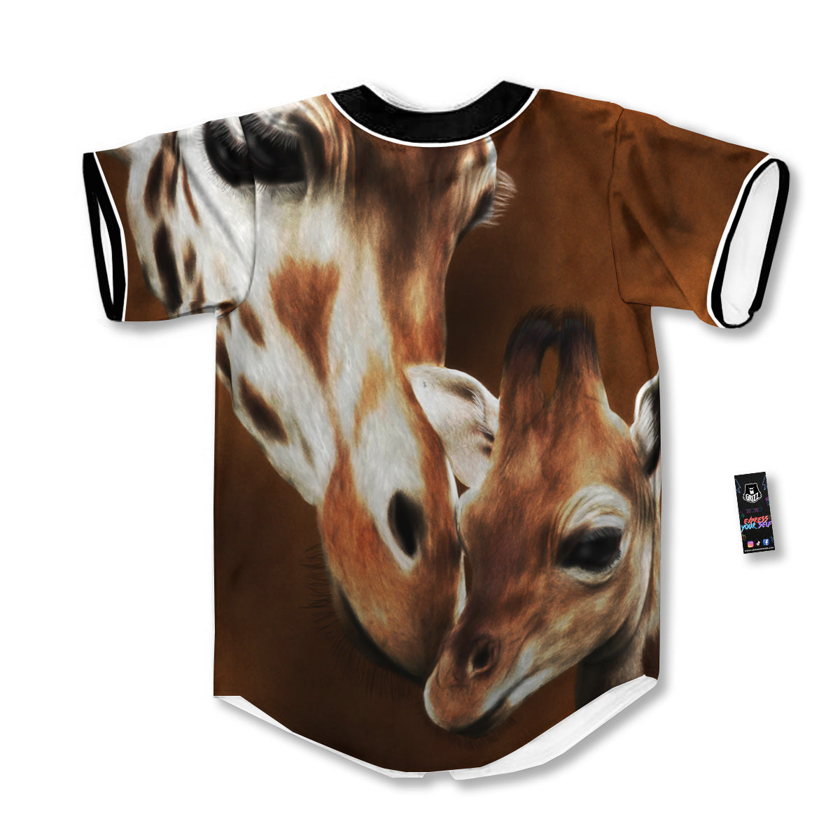 Giraffe Brown Print Baseball Jersey-grizzshop