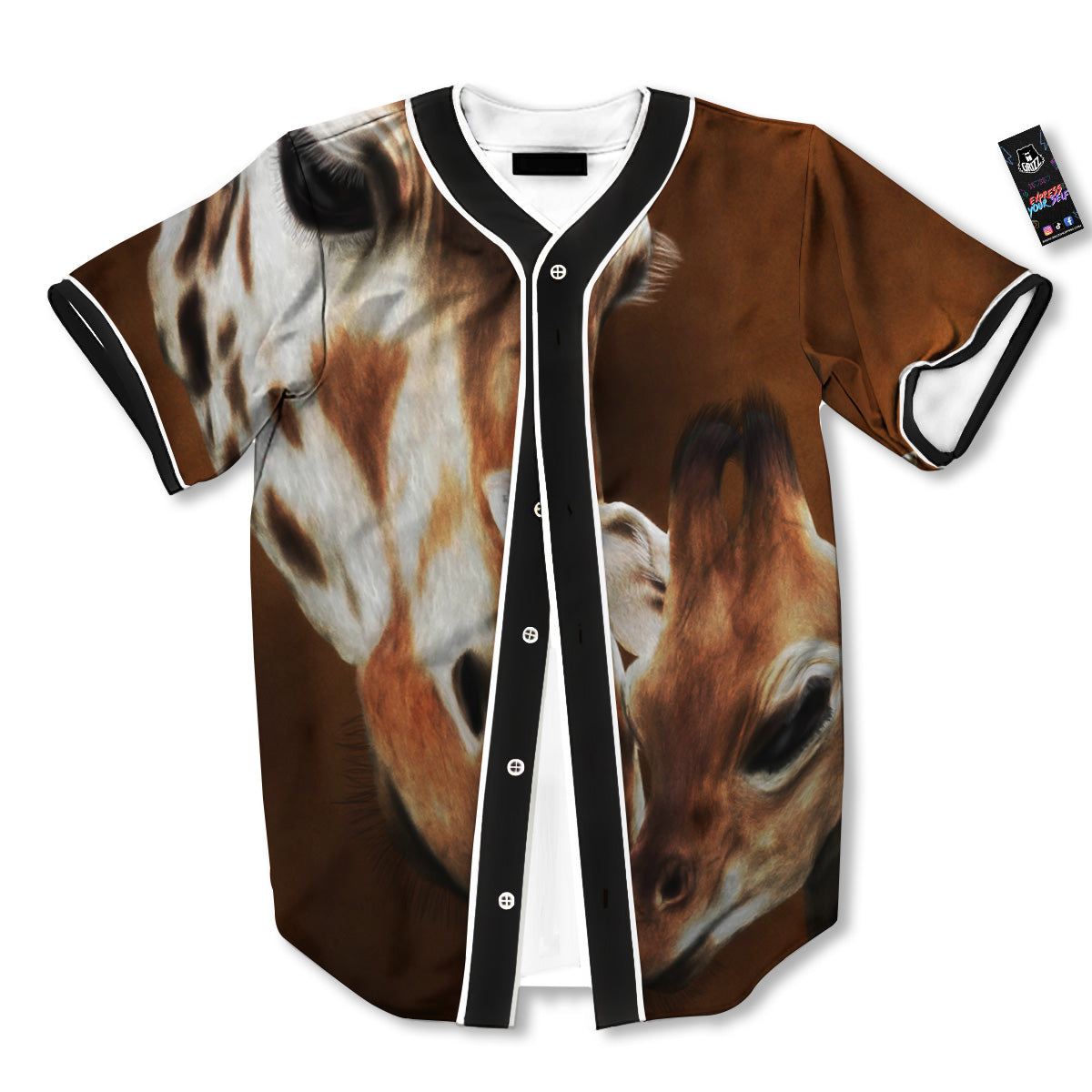 Giraffe Brown Print Baseball Jersey-grizzshop