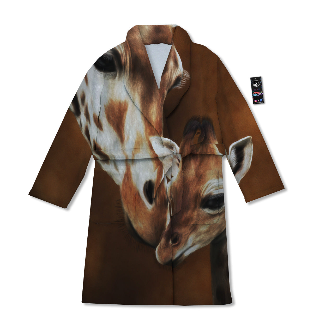 Giraffe Brown Print Bathrobe-grizzshop