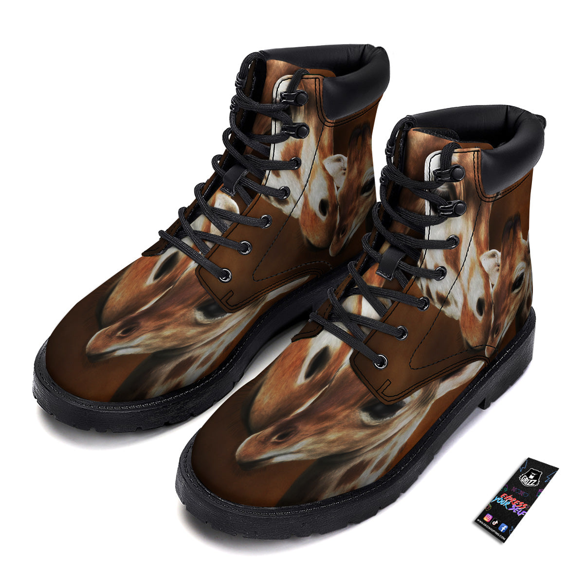Giraffe Brown Print Boots-grizzshop