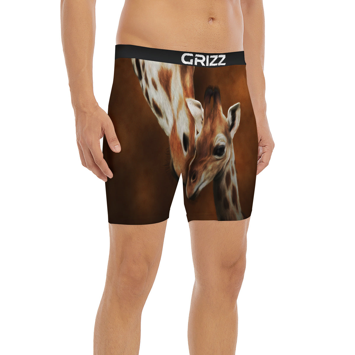 Giraffe Brown Print Boxer Briefs-grizzshop