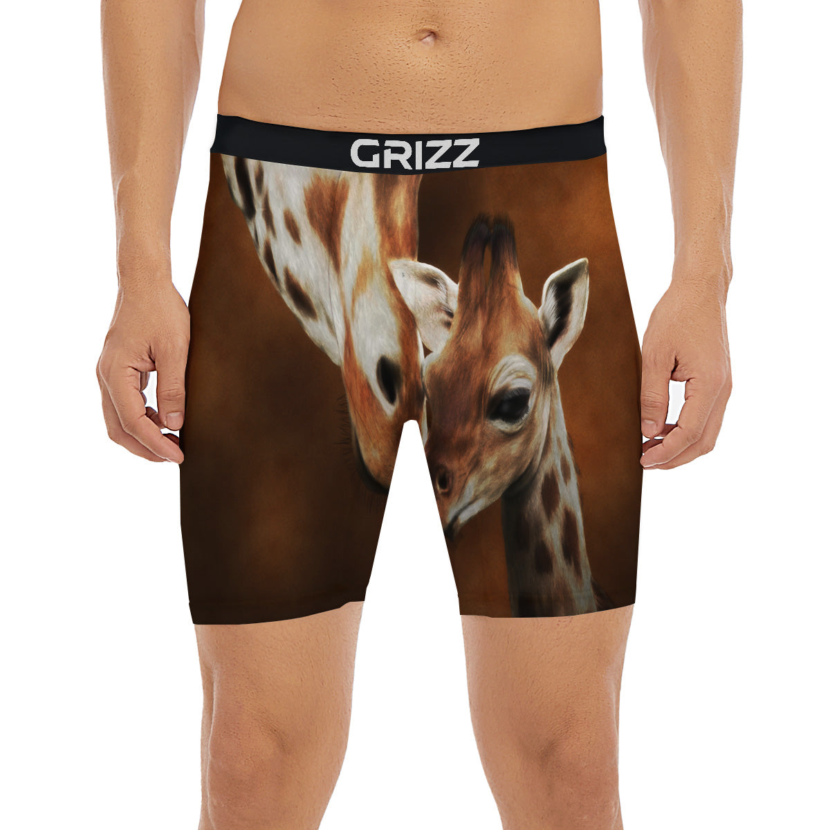 Giraffe Brown Print Boxer Briefs-grizzshop