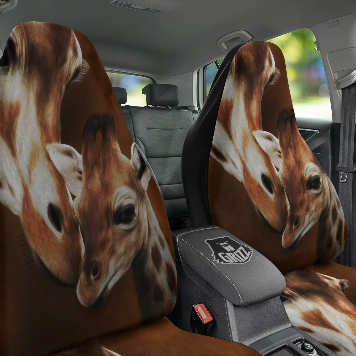 Giraffe Brown Print Car Seat Covers-grizzshop