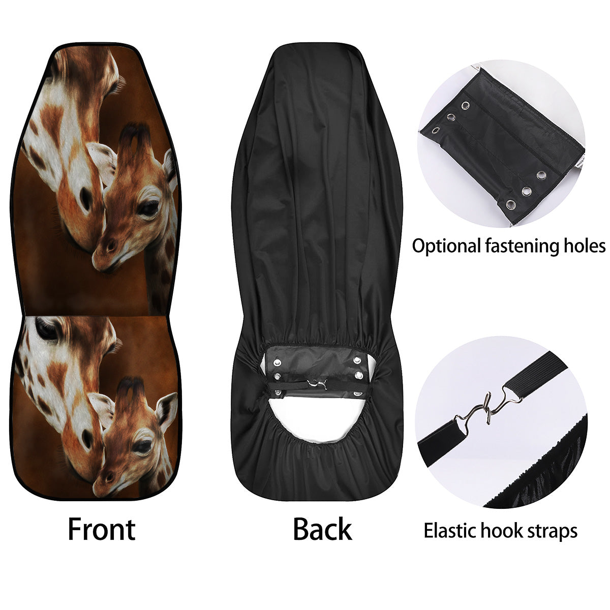 Giraffe Brown Print Car Seat Covers-grizzshop