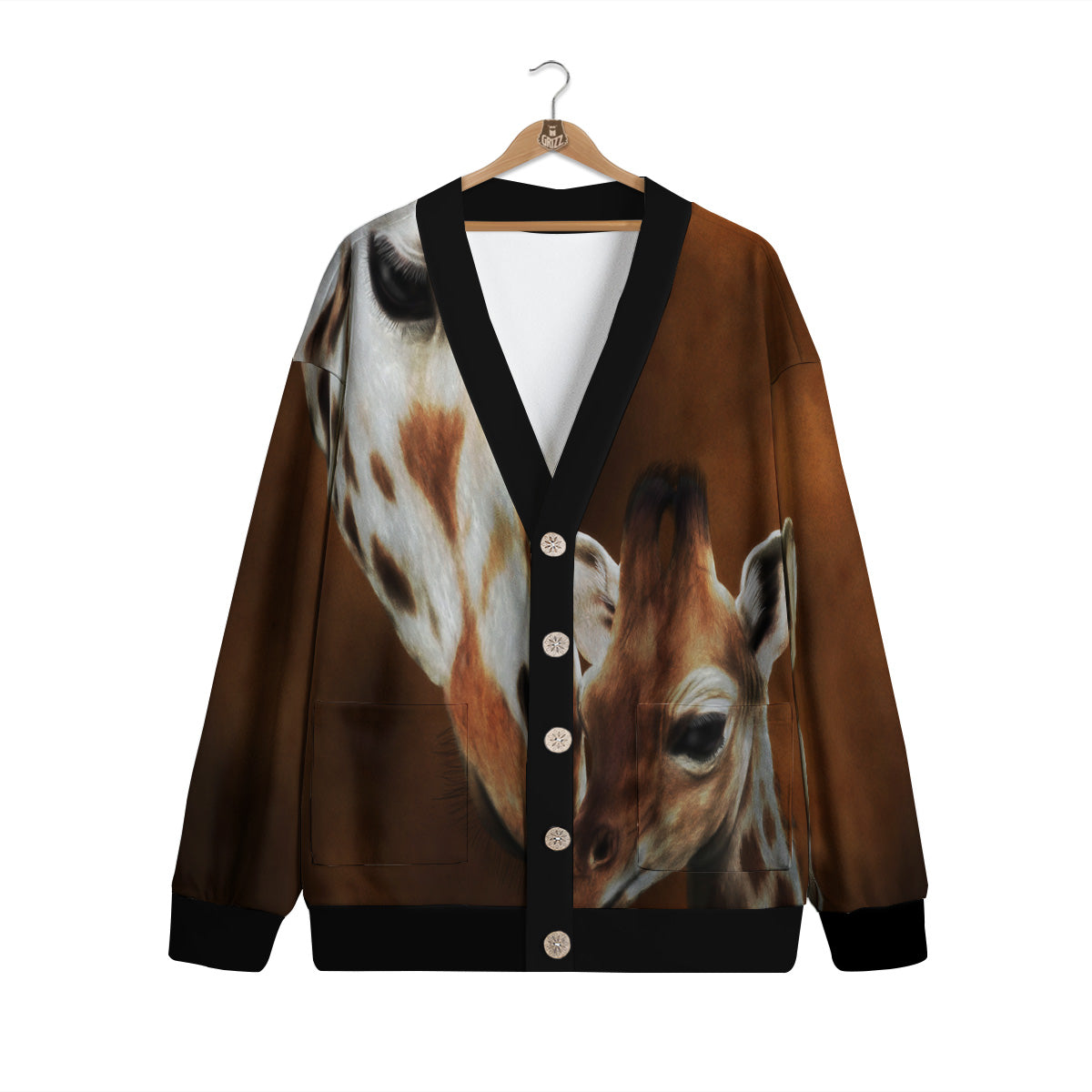 Giraffe Brown Print Cardigan-grizzshop