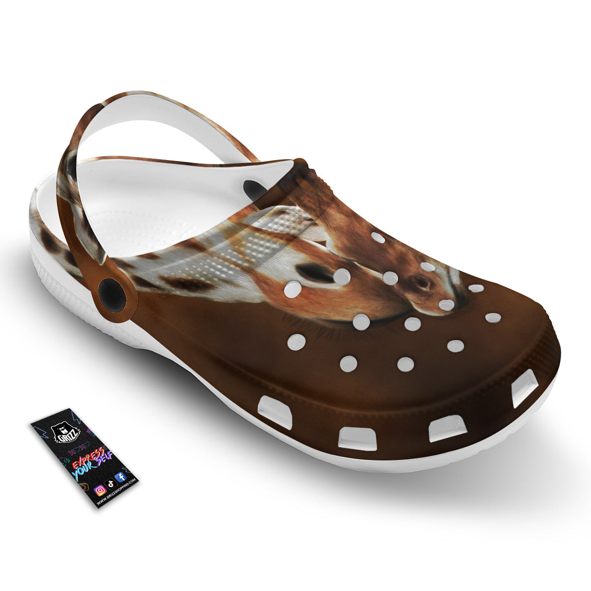 Giraffe Brown Print Clog-grizzshop