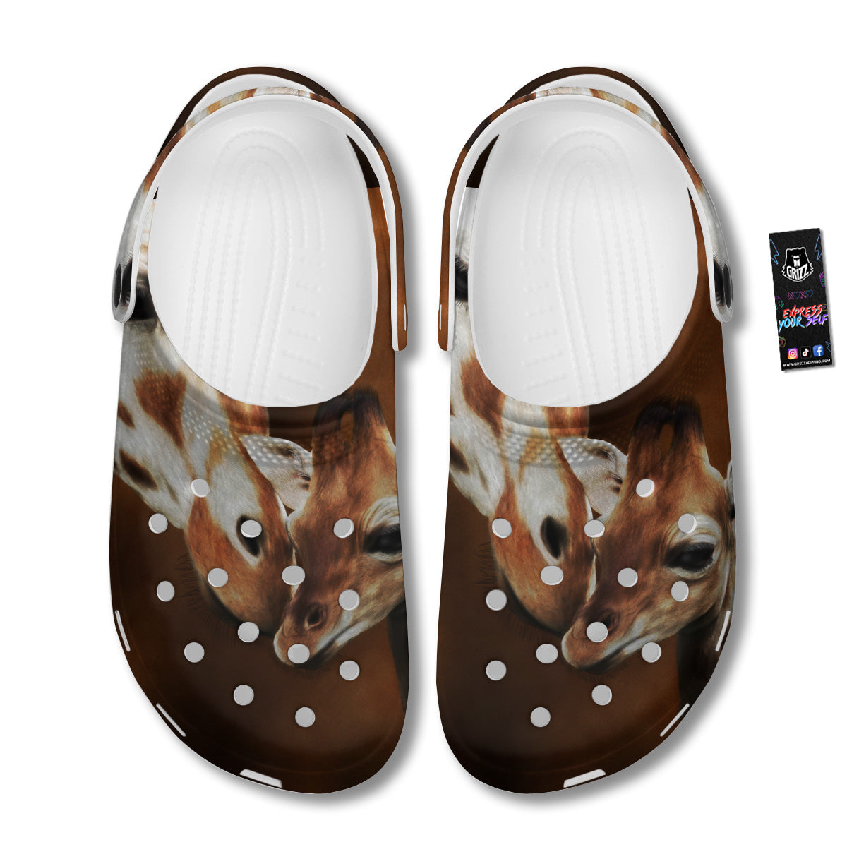 Giraffe Brown Print Clog-grizzshop