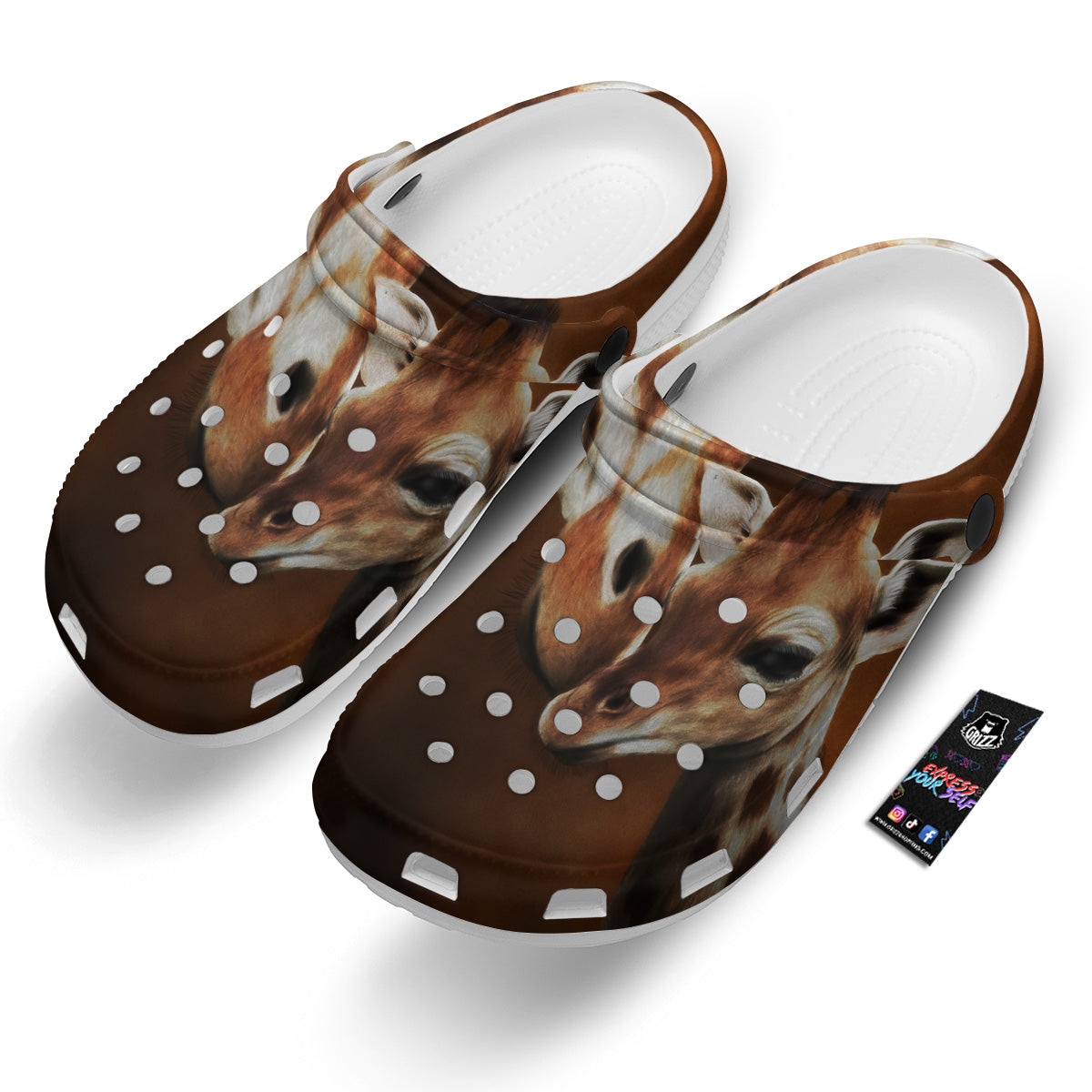Giraffe Brown Print Clog-grizzshop