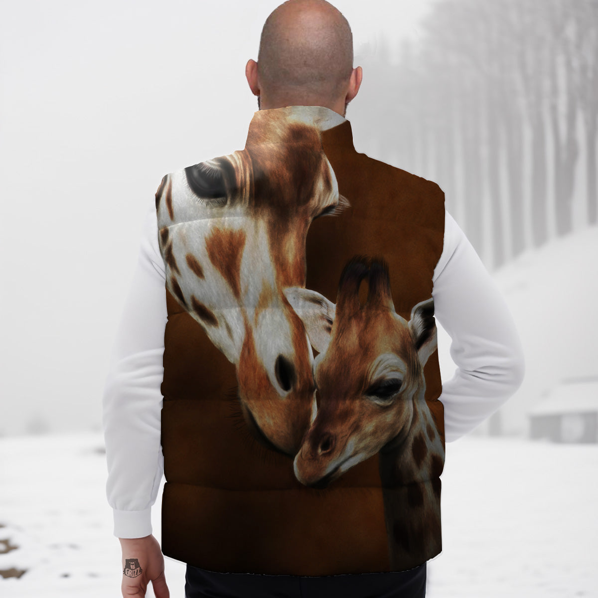 Giraffe Brown Print Down Vest