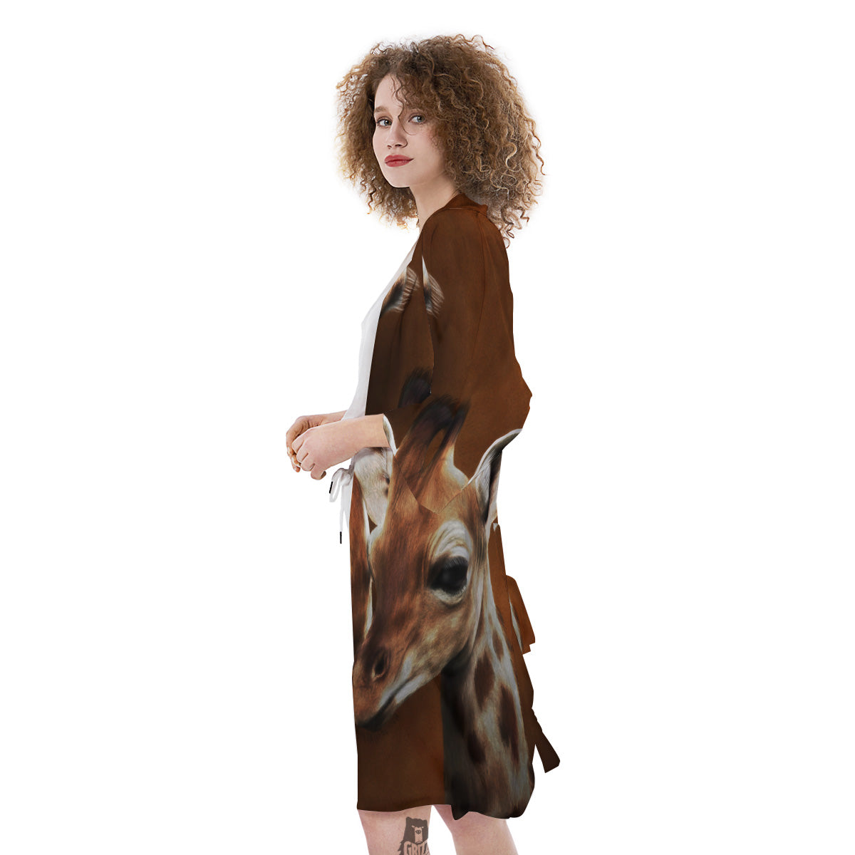 Giraffe Brown Print Kimono-grizzshop