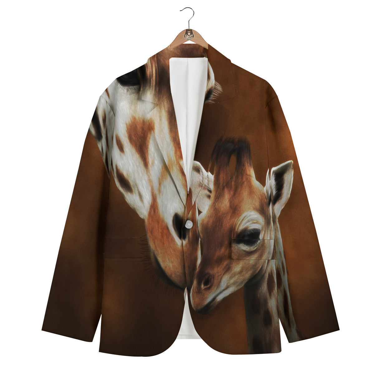 Giraffe Brown Print Men's Blazer-grizzshop