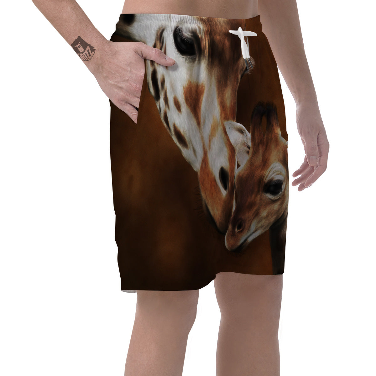 Giraffe Brown Print Men's Shorts-grizzshop