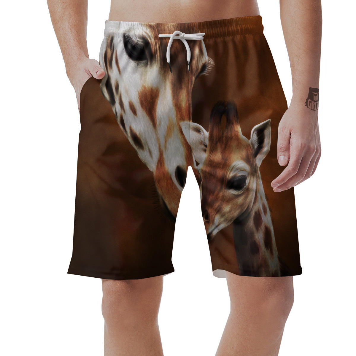 Giraffe Brown Print Men's Shorts-grizzshop