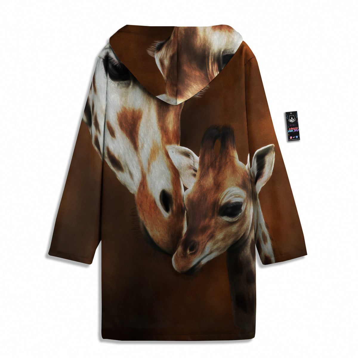 Giraffe Brown Print Men's Windbreaker Jacket-grizzshop