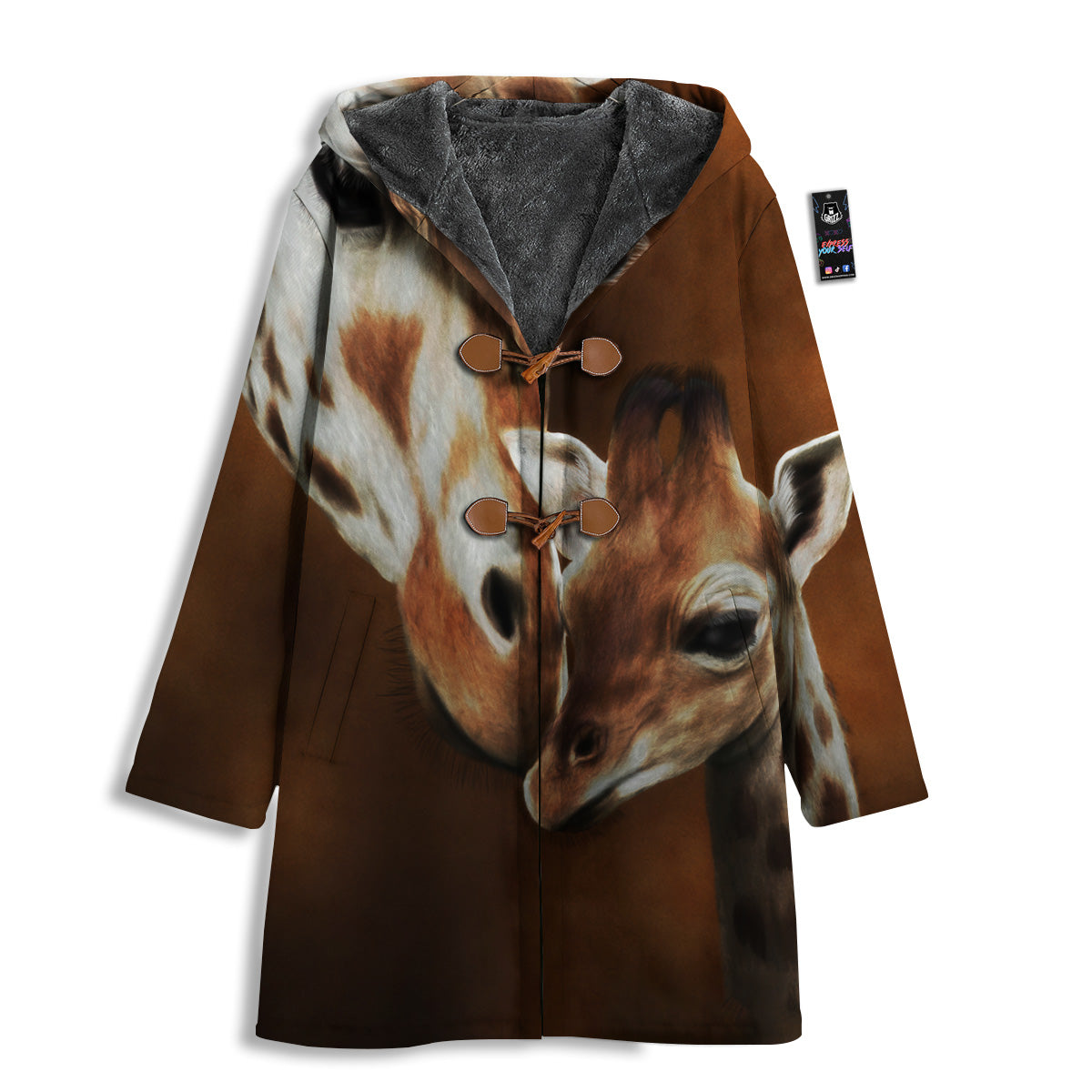 Giraffe Brown Print Men's Windbreaker Jacket-grizzshop