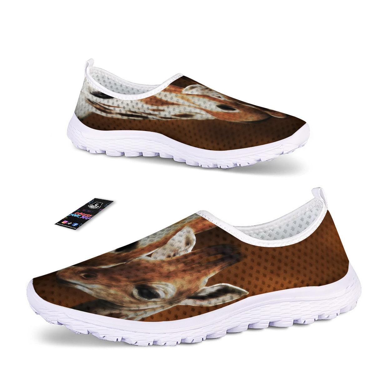 Giraffe Brown Print Nurse Shoes-grizzshop