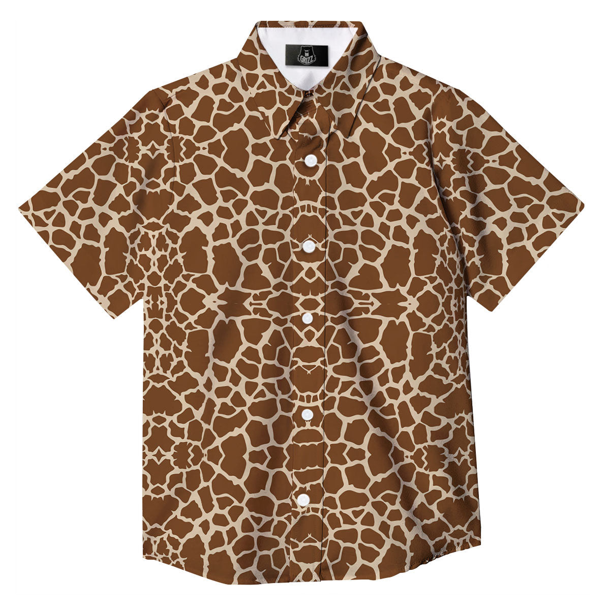Giraffe Brown Print Pattern Button Up Shirt-grizzshop