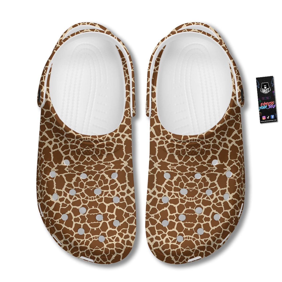 Giraffe Brown Print Pattern Clog-grizzshop