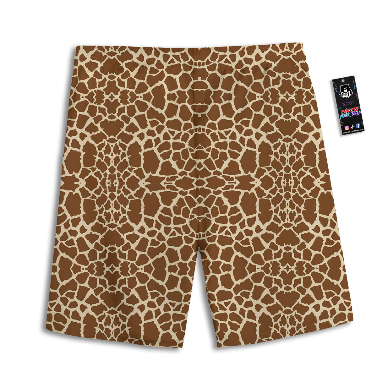 Giraffe Brown Print Pattern Men's Athletic Shorts