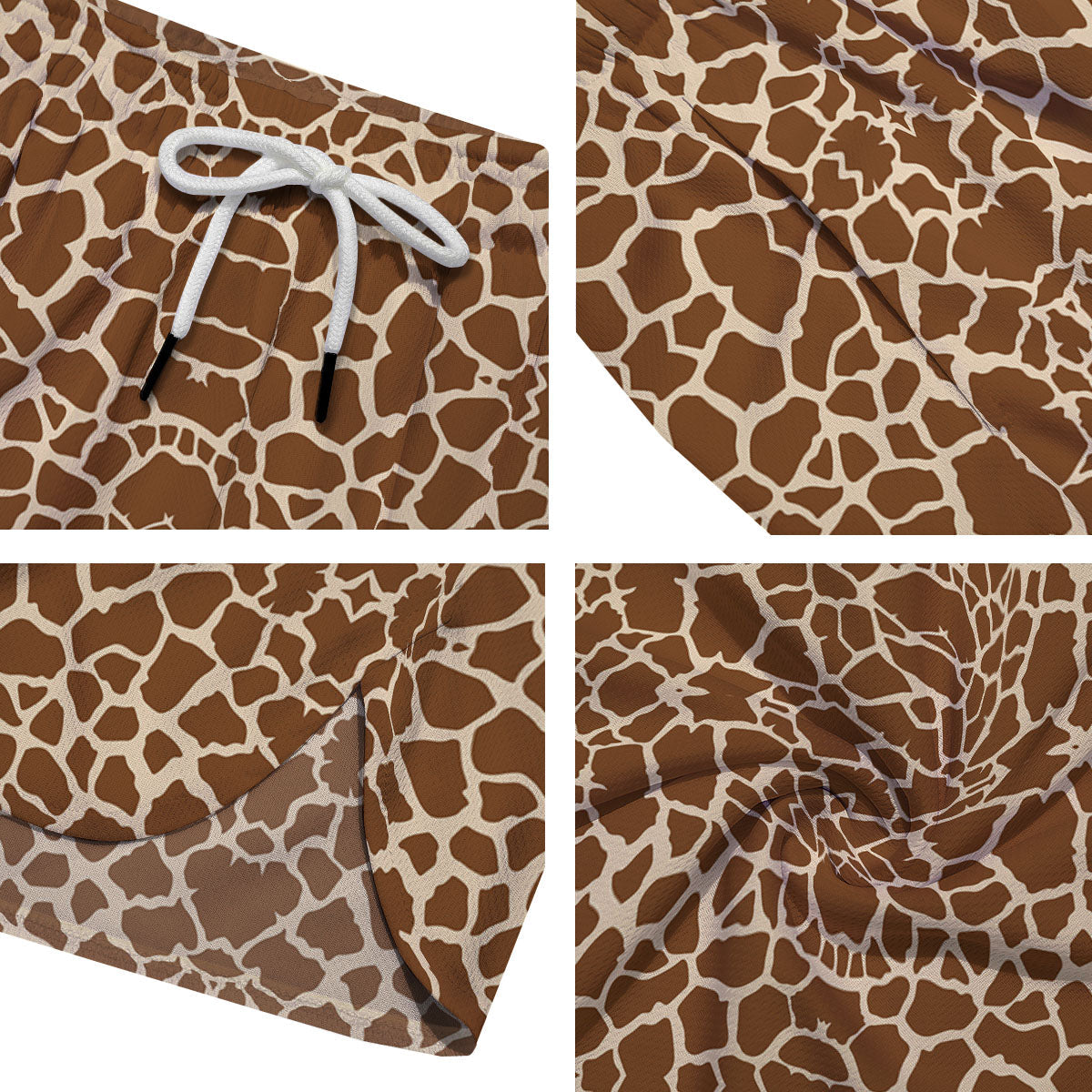 Giraffe Brown Print Pattern Men's Running Shorts-grizzshop