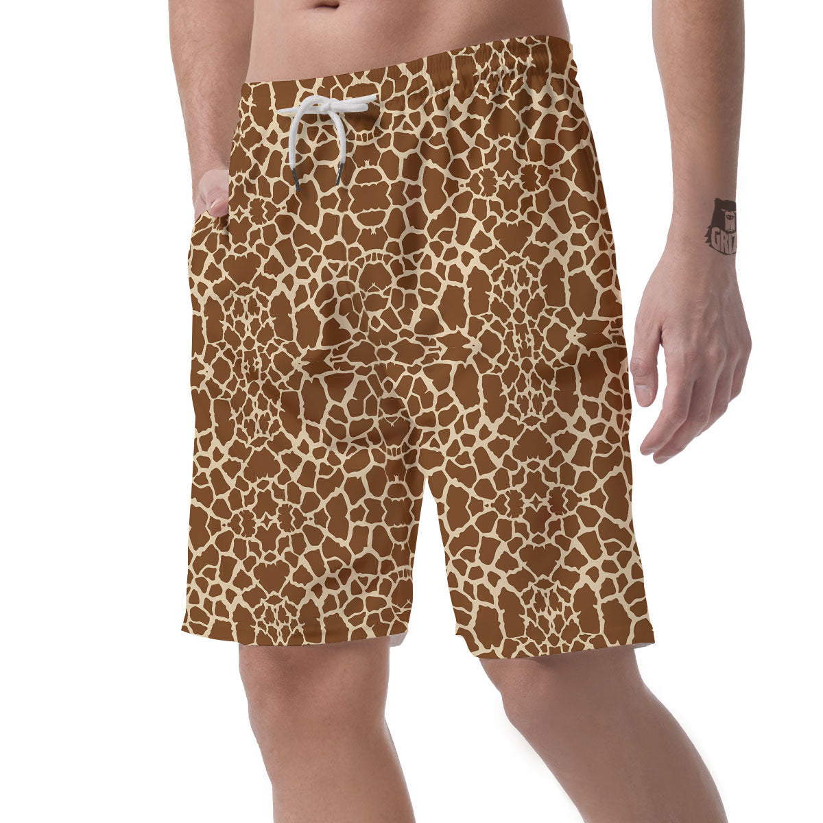 Giraffe Brown Print Pattern Men's Shorts-grizzshop