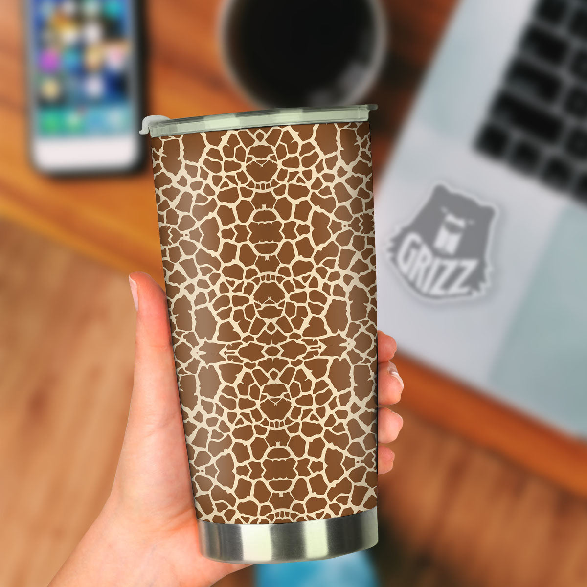 Giraffe Brown Print Pattern Tumbler-grizzshop