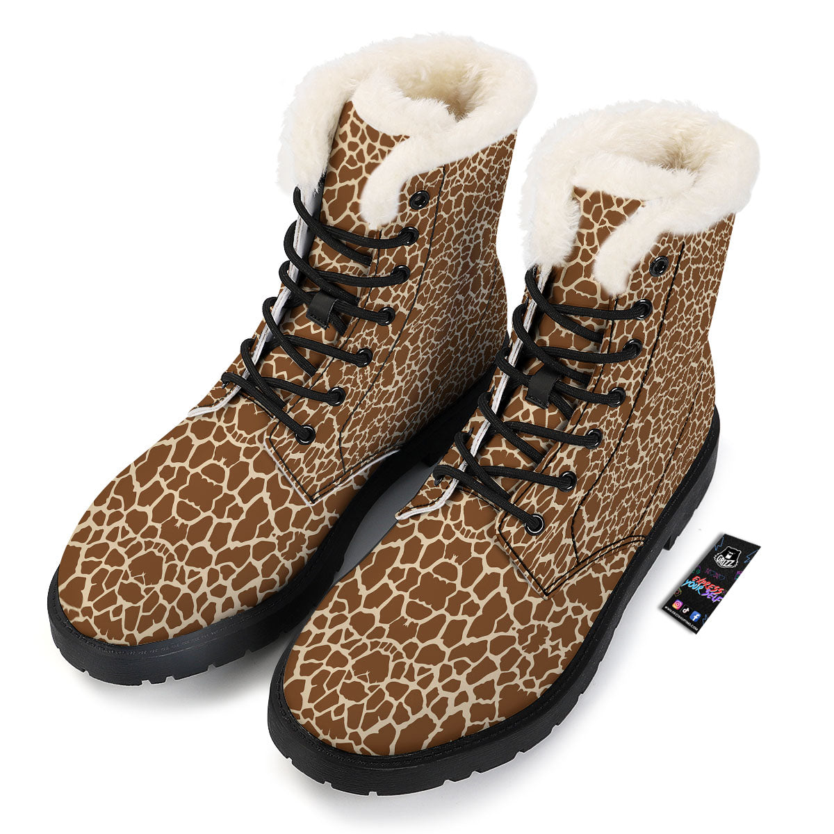 Giraffe Brown Print Pattern Winter Boots-grizzshop