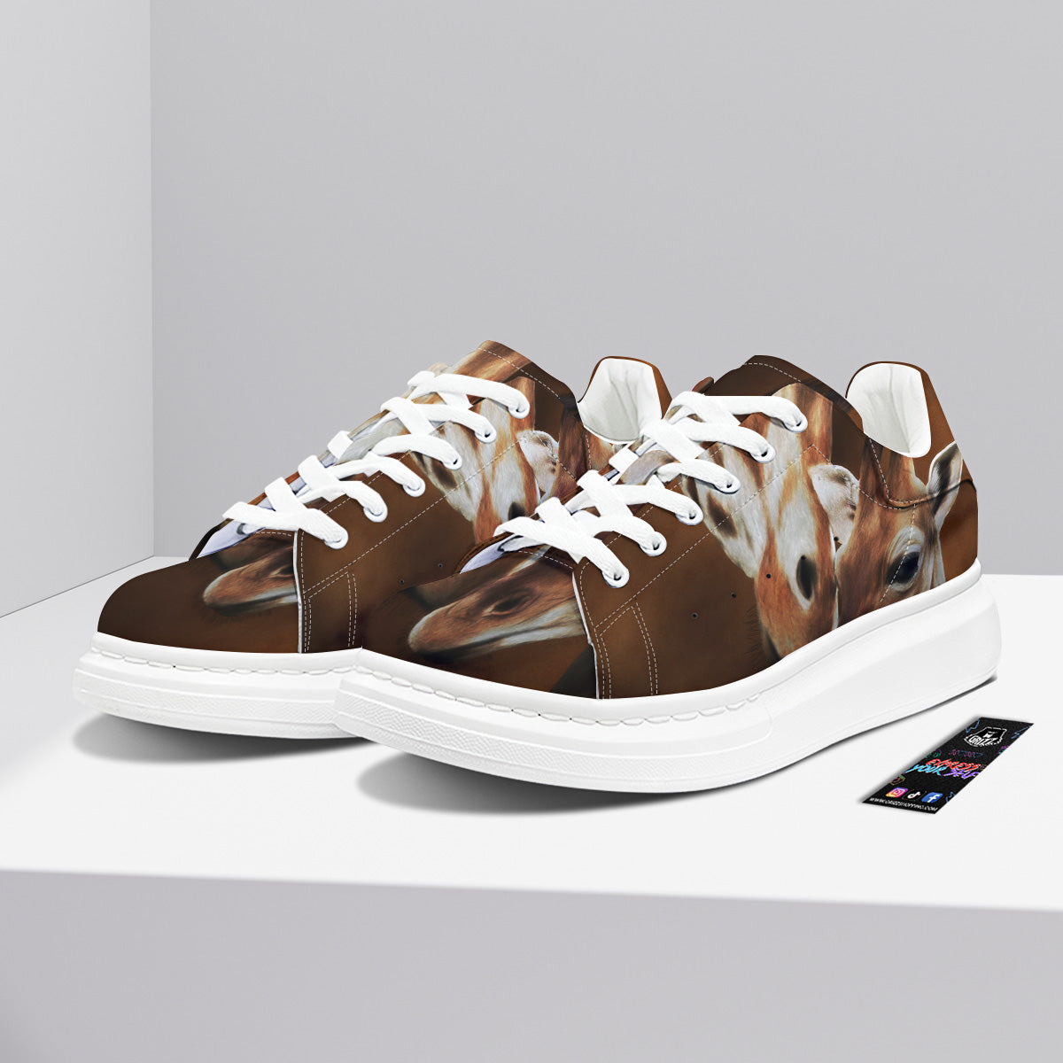 Giraffe Brown Print Platform Shoes-grizzshop