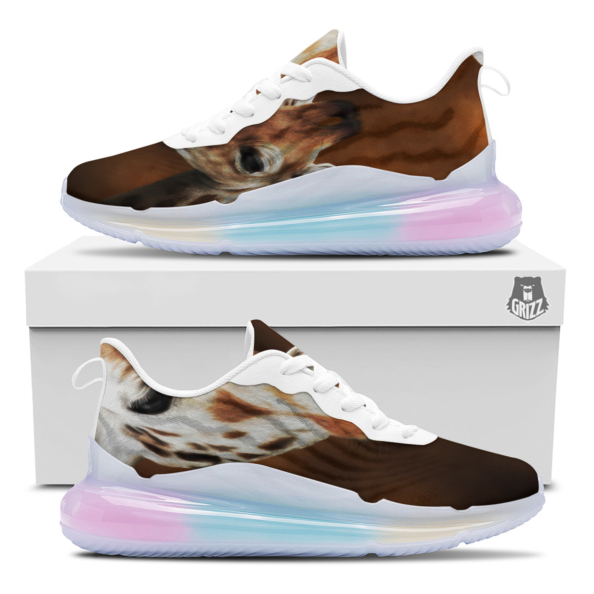 Giraffe Brown Print Running Sneakers-grizzshop