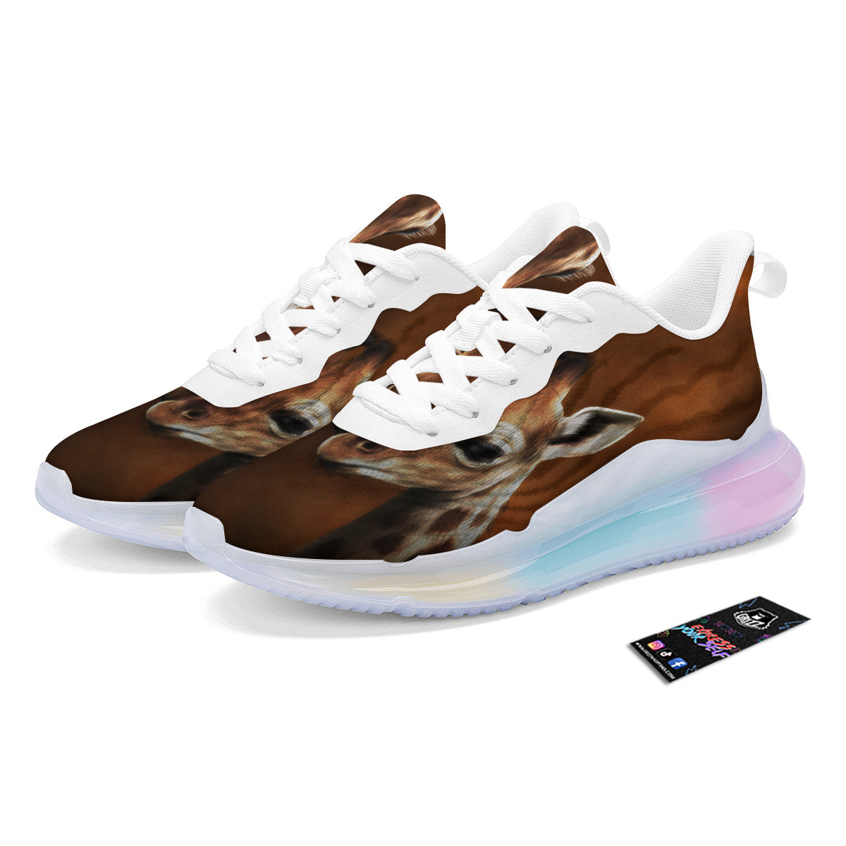 Giraffe Brown Print Running Sneakers-grizzshop