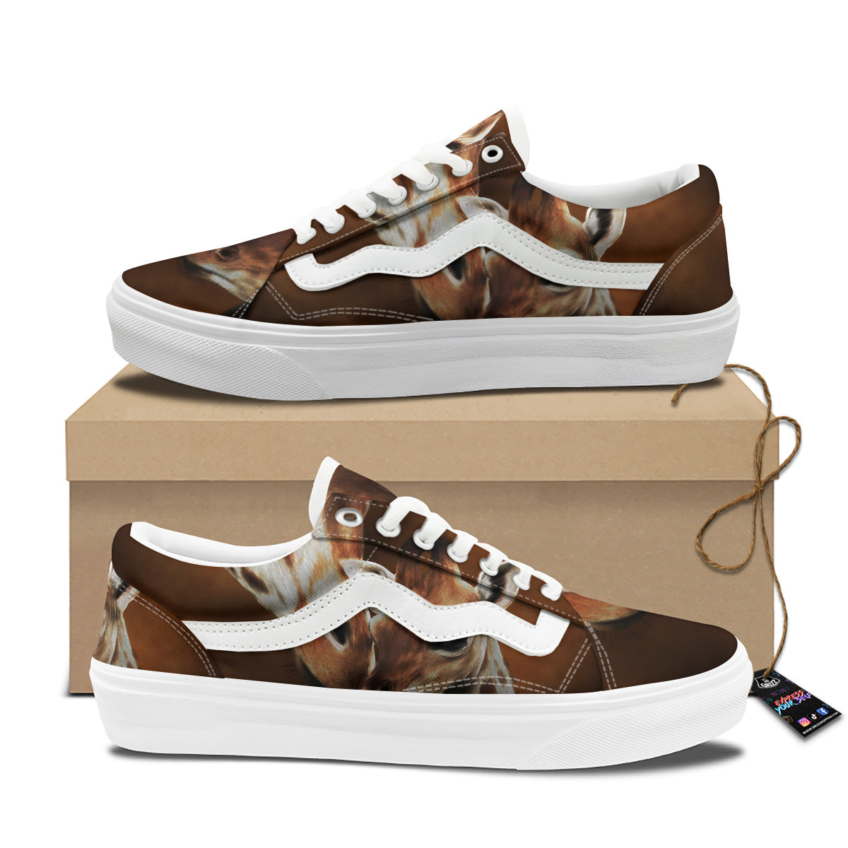 Giraffe Brown Print Skate Shoes-grizzshop