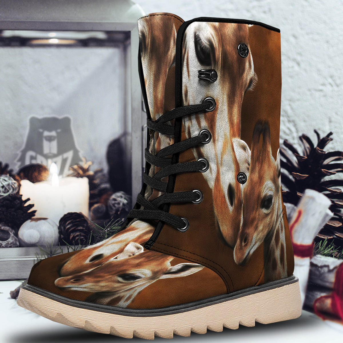 Giraffe Brown Print Snow Boots-grizzshop