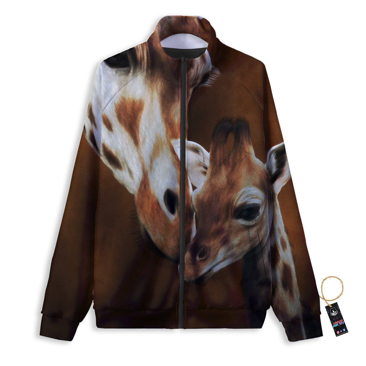 Giraffe Brown Print Track Jacket-grizzshop
