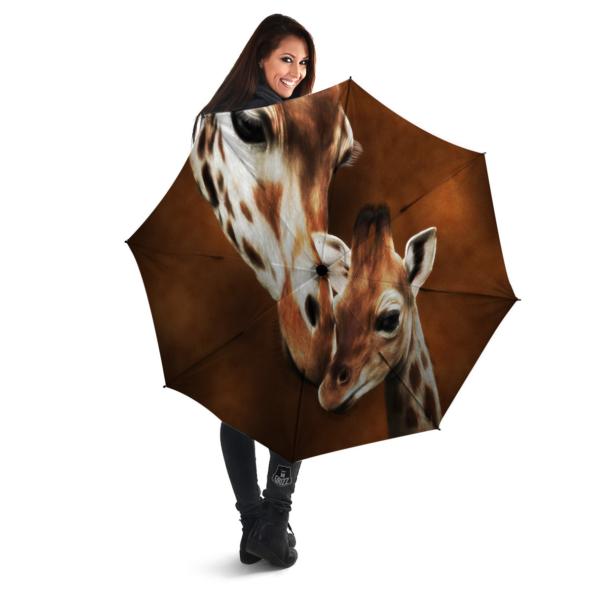 Giraffe Brown Print Umbrella-grizzshop