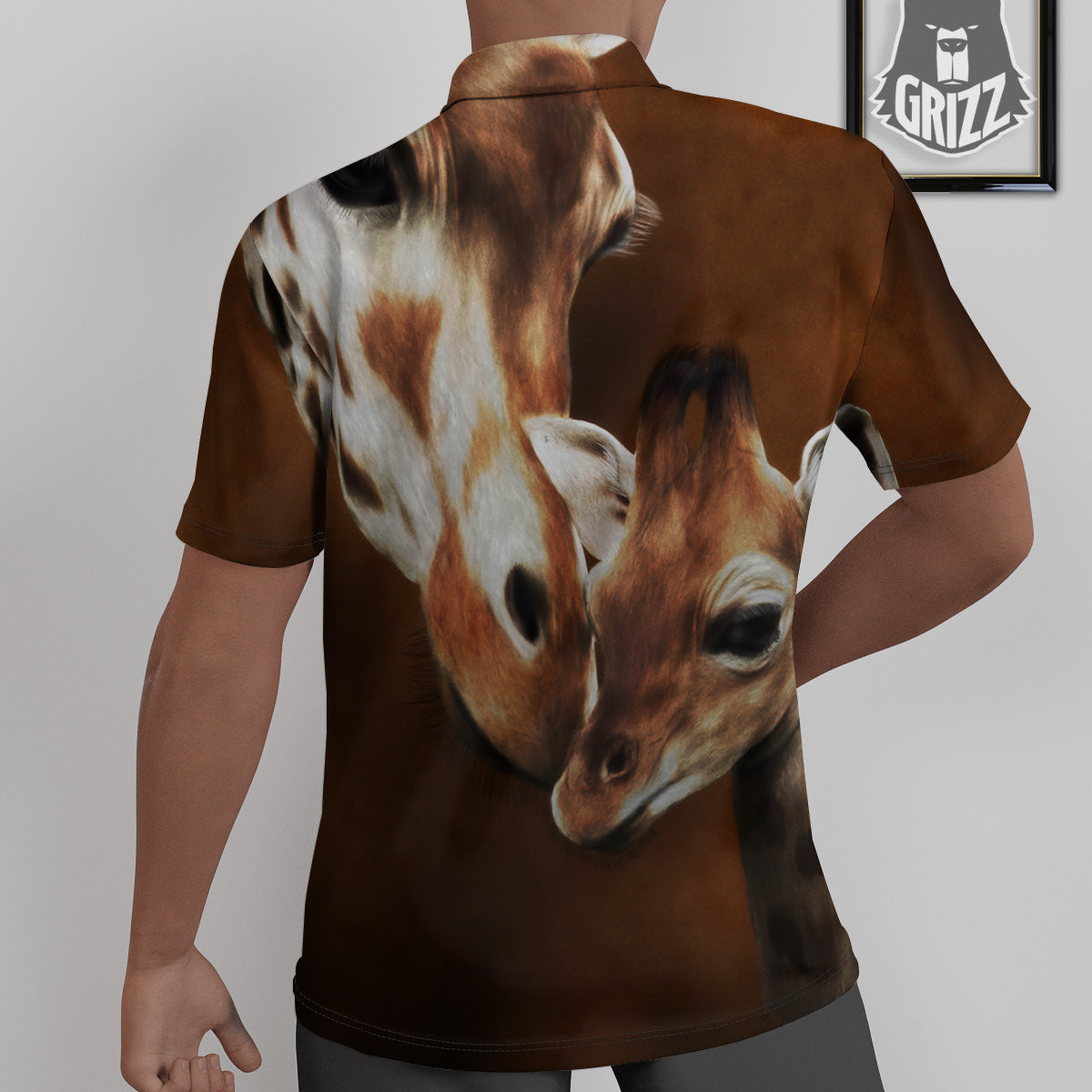 Giraffe Brown Print Untucked Shirts-grizzshop