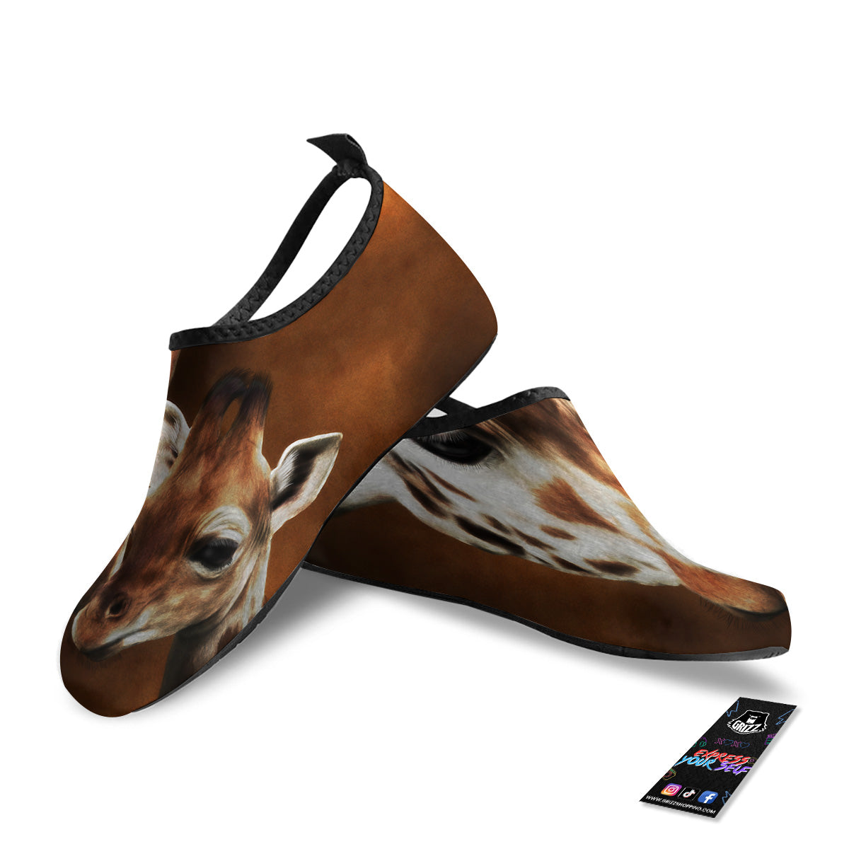 Giraffe Brown Print Water Shoes-grizzshop