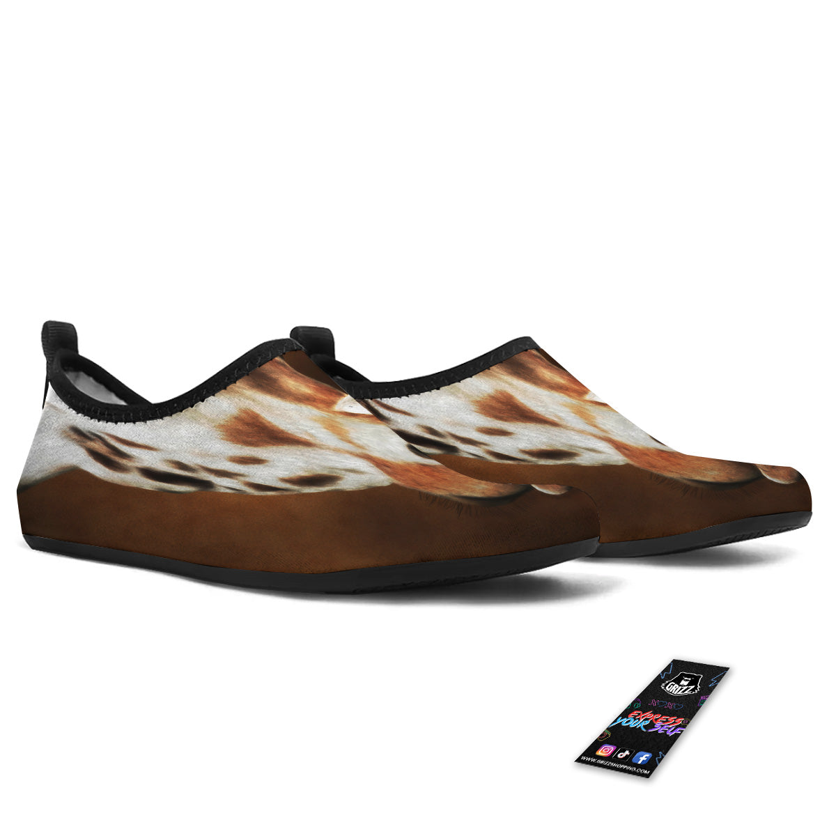 Giraffe Brown Print Water Shoes-grizzshop