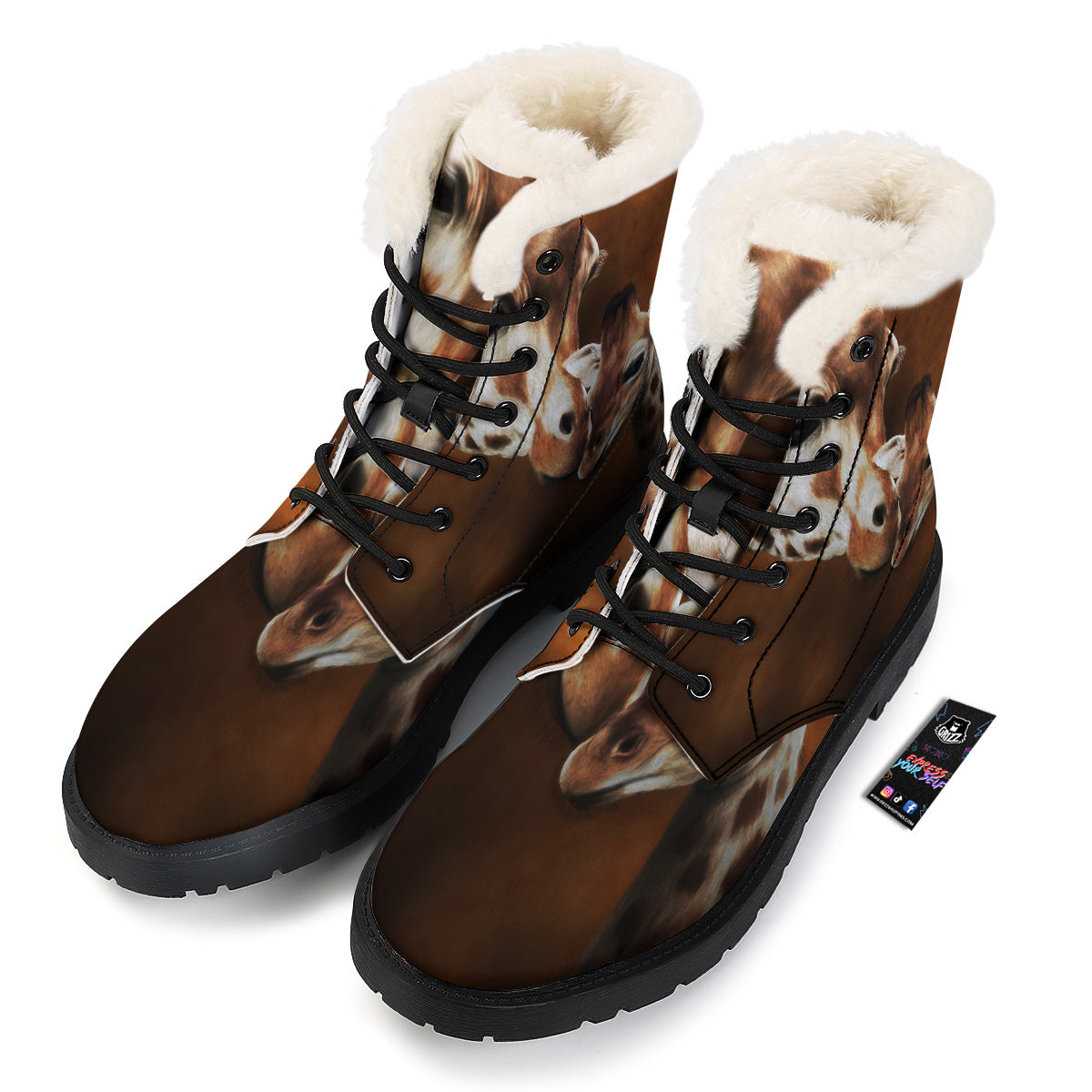 Giraffe Brown Print Winter Boots-grizzshop