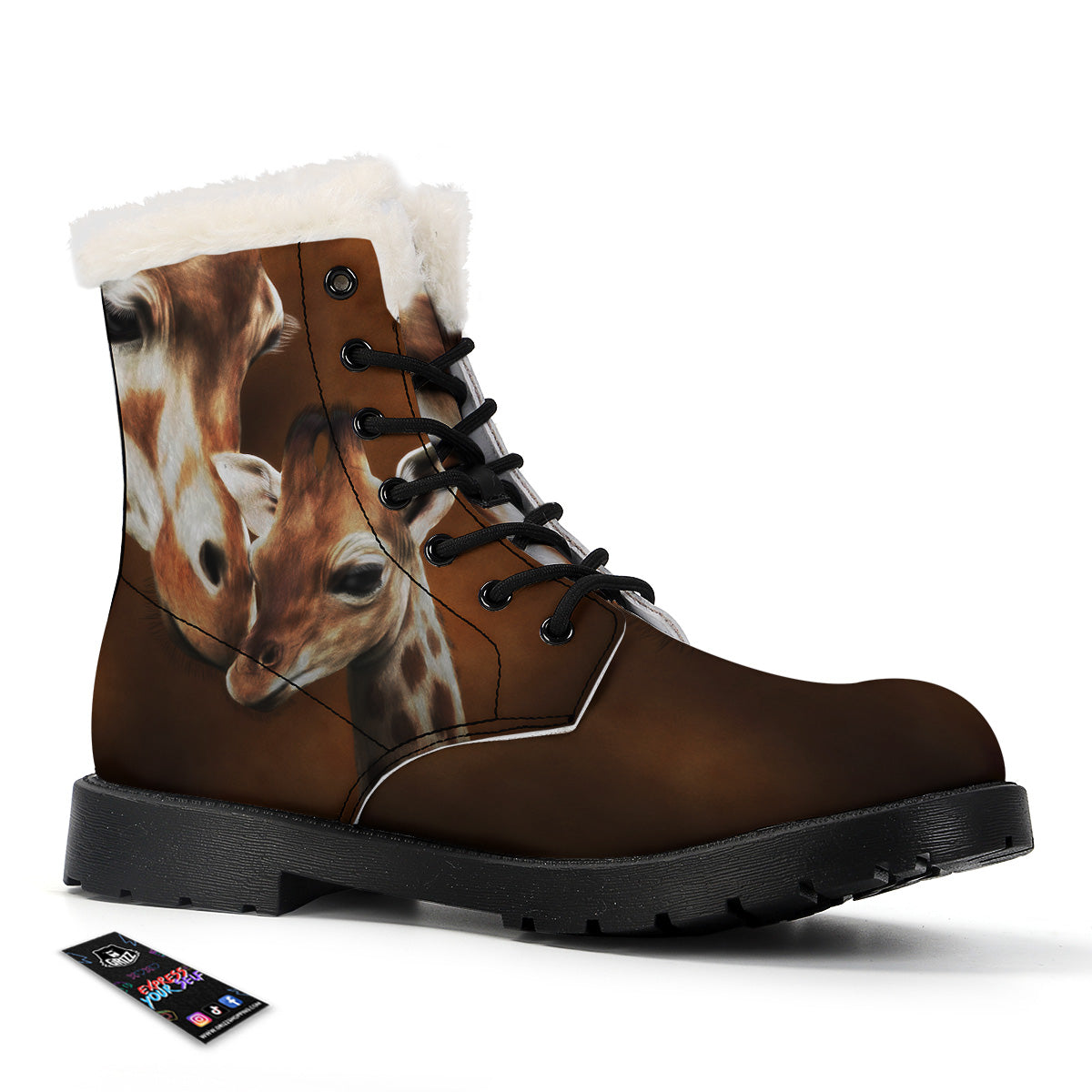 Giraffe Brown Print Winter Boots-grizzshop