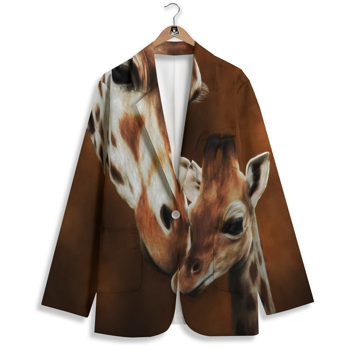 Giraffe Brown Print Women's Blazer-grizzshop