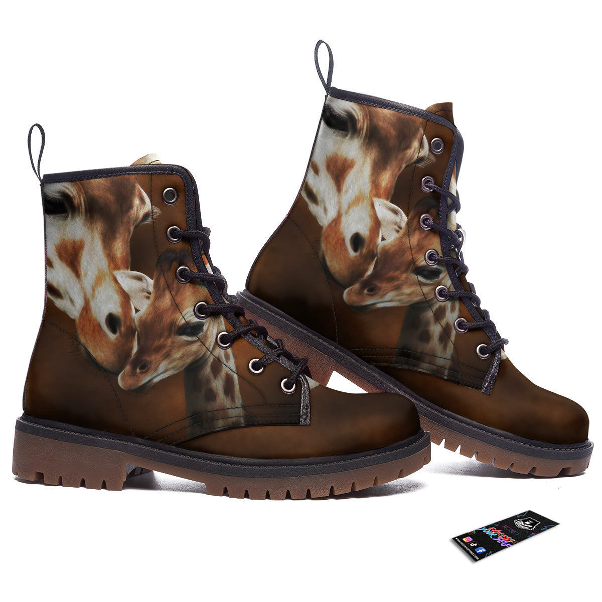 Giraffe Brown Print Work Boots-grizzshop